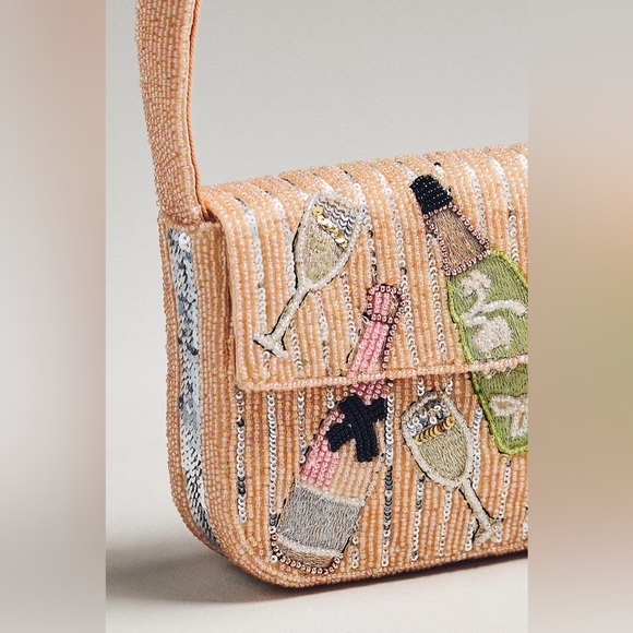 Anthropologie The Fiona Beaded Bag: Food & Drink Edition Champagne New Years - Picture 3 of 3